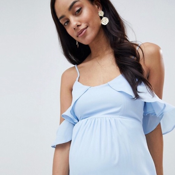 asos blue maternity dress